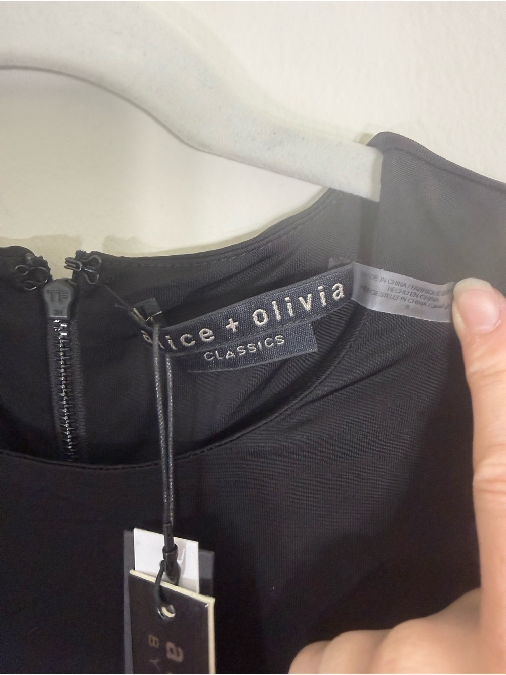NWT Alice + Olivia Chara Mixed Media Black Leather Minidress Size 8 - Picture 7 of 10